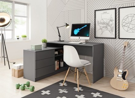 Стіл офісний письмовий Perfect Home Тео / Teo 3S/138 з 3 шухлядами Графіт (PFH-091166)