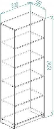 Шафа Анжело Ferrum-decor на 5 полиць 1900x800x380 ДСП Біле 16 мм (FRD-105043)