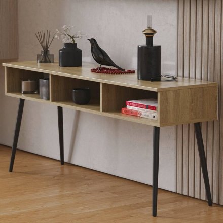 Тумба під телевізор Кентук Ferrum-decor 45x139x38 Чорний метал ДСП Дуб Сонома 16 мм (FRD-106730)