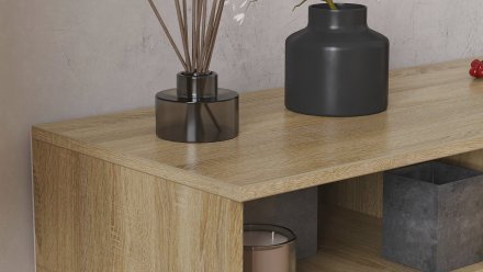 Тумба під телевізор Кентук Ferrum-decor 45x139x38 Чорний метал ДСП Дуб Сонома 16 мм (FRD-106730)