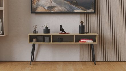 Тумба під телевізор Кентук Ferrum-decor 45x139x38 Чорний метал ДСП Дуб Сонома 16 мм (FRD-106730)