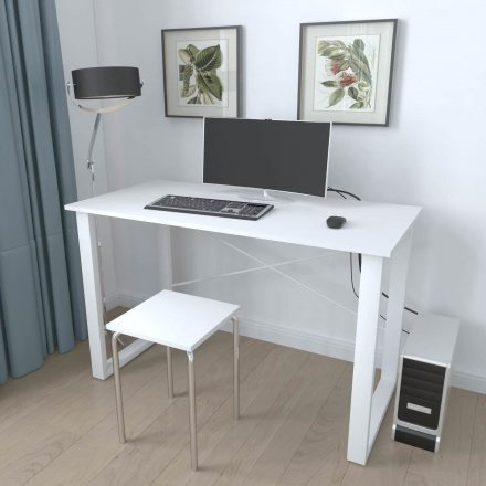 Письмовий стіл Ferrum-decor Драйв 750x1400x600 Білий метал ДСП Біле 16 мм (FRD-103143)