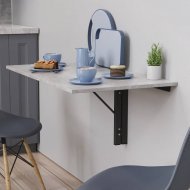 Обідній стіл-трансформер Ніка настінний Ferrum-decor 420x900x500 Чорний метал ДСП Бетон 16 мм (FRD-105170)