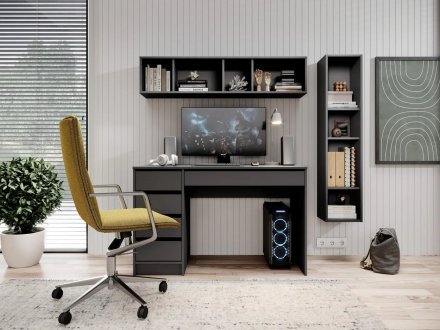 Стіл туалетний письмовий Perfect Home Ада / Ada 5S/120 з 5 шухлядами Антрацит (PFH-091308)
