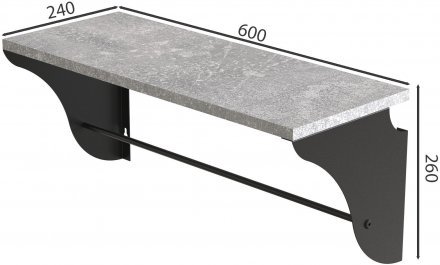 Настінна полиця Ferrum-decor Комфі 260x600x240 метал Чорний ДСП Бетон 16 мм (FRD-102743)