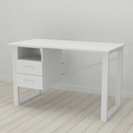 Письмовий стіл із ящиками Ferrum-decor Оскар 750x1200x700 метал Білий ДСП Біле 16 мм (FRD-103262)