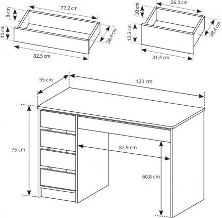 Стіл туалетний письмовий Perfect Home Ада / Ada 5S/120 з 5 шухядами Білий глянець (PFH-091306) Стіл туалетний письмовий Perfect Home Ада / Ada 5S/120 з 5 шухядами Білий глянець (PFH-091306)