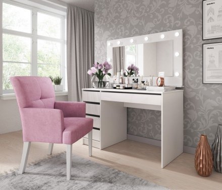 Стіл туалетний письмовий Perfect Home Ада / Ada 5S/120 з 5 шухядами Білий глянець (PFH-091306) Стіл туалетний письмовий Perfect Home Ада / Ada 5S/120 з 5 шухядами Білий глянець (PFH-091306)