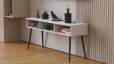 Тумба під телевізор Кентук Ferrum-decor 45x139x38 Чорний метал ДСП Білий 16 мм (FRD-106733)