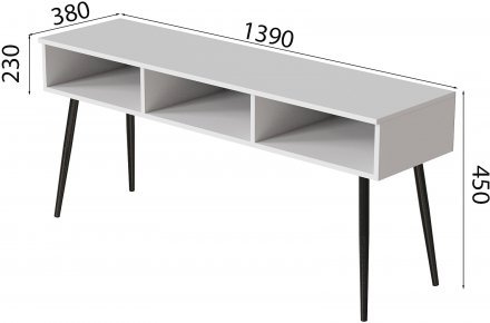 Тумба під телевізор Кентук Ferrum-decor 45x139x38 Чорний метал ДСП Білий 16 мм (FRD-106733)