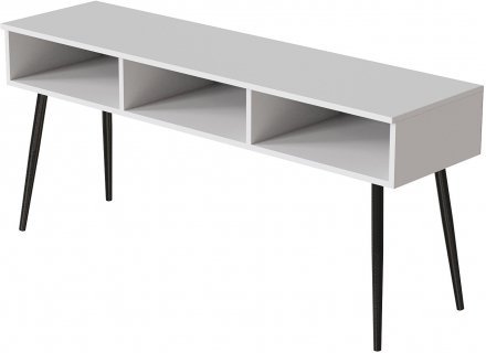 Тумба під телевізор Кентук Ferrum-decor 45x139x38 Чорний метал ДСП Білий 16 мм (FRD-106733)