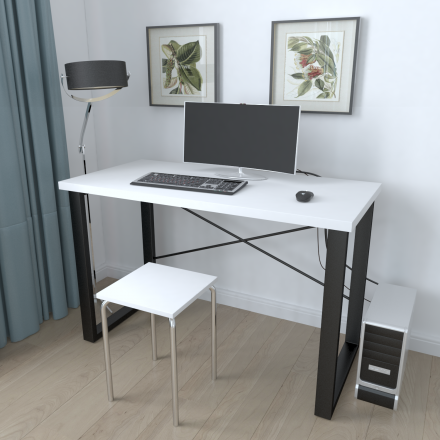 Письмовий стіл Ferrum-decor Драйв 750x1200x700 Чорний метал ДСП Біле 32 мм (FRD-103380)