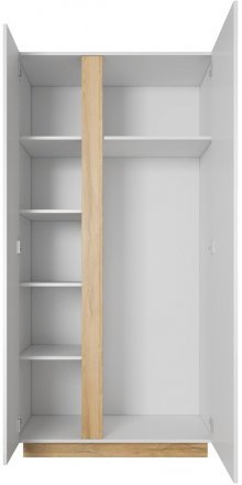 Шафа для одягу Perfect Home Арко / Arco 2-дверна 2D/96 Білий глянець/дуб грандсон (PFH-091038)