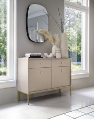 Комод Perfect Home Моно / Mono 2-дверний з 2 шухлядами і золотими ніжками MKSZ104 Беж пісочний (PFH-091205)