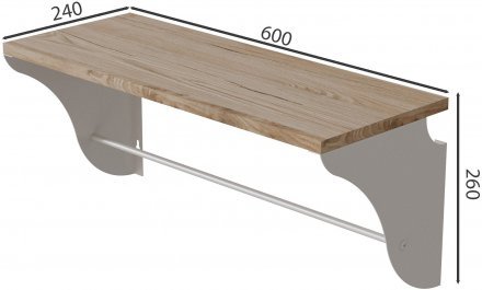 Настінна полиця Ferrum-decor Комфі 260x600x240 метал Білий ДСП Дуб Сан-Марино 16 мм (FRD-102745)