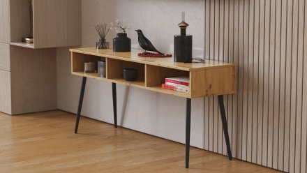 Тумба під телевізор Кентуки Ferrum-decor 45x139x38 Чорний метал ДСП Дуб Артизан 16 мм (FRD-106734)
