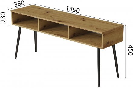 Тумба під телевізор Кентуки Ferrum-decor 45x139x38 Чорний метал ДСП Дуб Артизан 16 мм (FRD-106734)