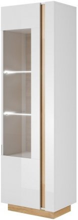 Вітрина висока Perfect Home Арко / Arco 1-дверна 1D1W/60 Білий глянець/дуб грандсон (PFH-091029)