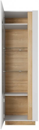 Вітрина висока Perfect Home Арко / Arco 1-дверна 1D1W/60 Білий глянець/дуб грандсон (PFH-091029)