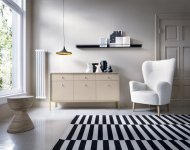 Комод Perfect Home Моно / Mono 3-дверний з 3 шухлядами і золотими ніжками MKSZ154 Беж пісочний (PFH-091207)