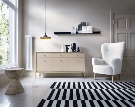 Комод Perfect Home Моно / Mono 3-дверний з 3 шухлядами і золотими ніжками MKSZ154 Беж пісочний (PFH-091207)