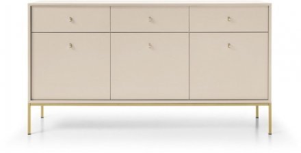 Комод Perfect Home Моно / Mono 3-дверний з 3 шухлядами і золотими ніжками MKSZ154 Беж пісочний (PFH-091207)