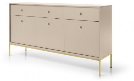 Комод Perfect Home Моно / Mono 3-дверний з 3 шухлядами і золотими ніжками MKSZ154 Беж пісочний (PFH-091207)