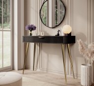 Стіл туалетний Perfect Home Ланте / Lante 1S/100 з 1 шухлядою і золотими ніжками Чорний (PFH-091196)