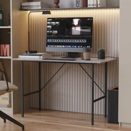 Стіл письмовий LINE Тайм Ferrum-decor 750x1200x600 Чорний метал ДСП Бетон 16 мм (FRD-104891)
