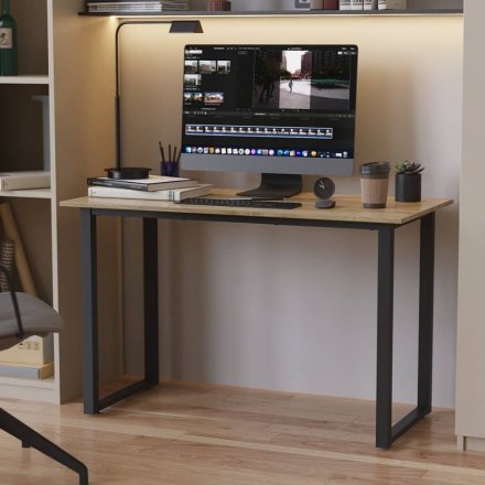 Стіл письмовий Кнап 2 Ferrum-decor 750x1000x700 Чорний метал ДСП Дуб Сонома 16 мм (FRD-106413) Стіл письмовий Кнап 2 Ferrum-decor 750x1000x700 Чорний метал ДСП Дуб Сонома 16 мм (FRD-106413)