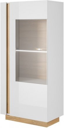 Вітрина низька Perfect Home Арко / Arco 1-дверна 1D1W/72 Білий глянець/дуб грандсон (PFH-091030)