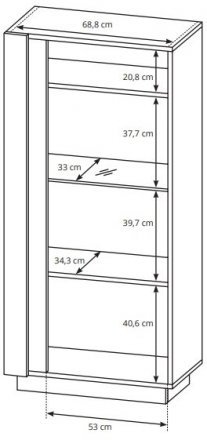 Вітрина низька Perfect Home Арко / Arco 1-дверна 1D1W/72 Білий глянець/дуб грандсон (PFH-091030)