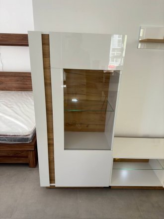Вітрина низька Perfect Home Арко / Arco 1-дверна 1D1W/72 Білий глянець/дуб грандсон (PFH-091030)