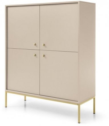 Комод високий Perfect Home Моно / Mono 4-дверний з золотими ніжками MK104 Беж пісочний (PFH-091203)