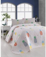 Покривало стьобане з наволочками JokeAnanas krem крем 200х220 см svt-2000022240550 Покривало стьобане з наволочками JokeAnanas krem крем 200х220 см svt-2000022240550