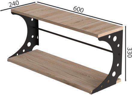Настінна полиця Ferrum-decor Букін 330x600x240 метал Чорний ДСП Дуб Сан-Марино 16 мм (FRD-102864)