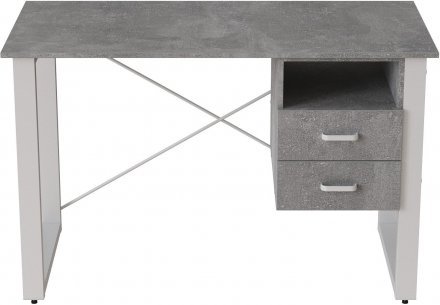 Письмовий стіл із ящиками Ferrum-decor Оскар 750x1200x700 метал Білий ДСП Бетон 16 мм (FRD-103267)