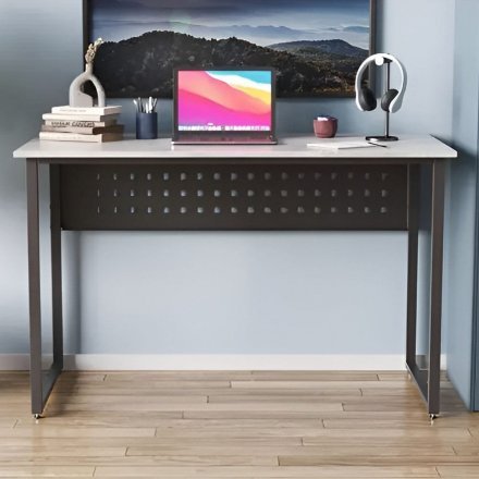 Стіл письмовий Майк Ferrum-decor 75x140x60 Чорний метал ДСП Бетон 32 мм (FRD-106522)