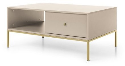 Стіл журнальний Perfect Home Моно / Mono з 2 шухлядами та золотими ніжками ML104 Беж пісочний (PFH-091211) Стіл журнальний Perfect Home Моно / Mono з 2 шухлядами та золотими ніжками ML104 Беж пісочний (PFH-091211)
