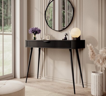 Стіл туалетний Perfect Home Ланте / Lante 1S/100 з 1 шухлядою і чорними ніжками Чорний (PFH-091188)