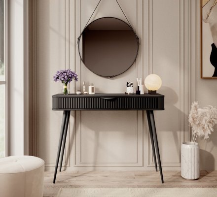 Стіл туалетний Perfect Home Ланте / Lante 1S/100 з 1 шухлядою і чорними ніжками Чорний (PFH-091188)