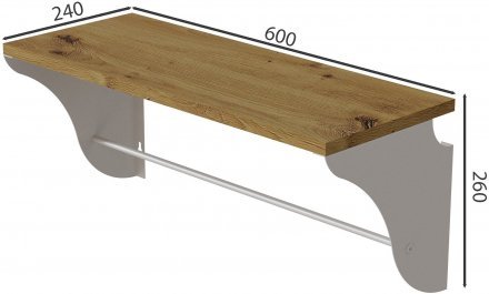 Настінна полиця Ferrum-decor Комфі 260x600x240 метал Білий ДСП Дуб Артизан 16 мм (FRD-102749)