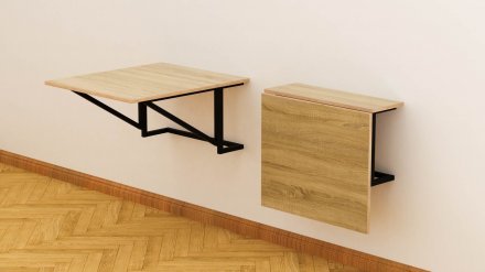Стіл розкладний Олександр 4 Ferrum-decor 750x600x700 Чорний метал ДСП Дуб Сонома 16 мм (FRD-104895)