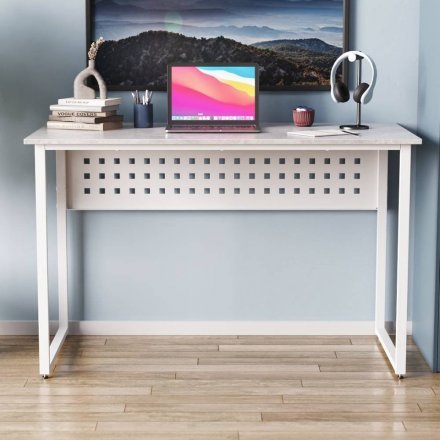 Стіл письмовий Майк Ferrum-decor 75x120x70 Білий метал ДСП Бетон 16 мм (FRD-106532)