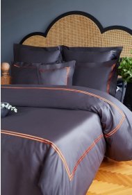 Постільна білизна сатин Milano antrasit-turuncu антрацит-помаранчевий king size svt-2000022291996