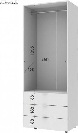 Шафа розпашна для одягу Doros Гелар 77,5х49,5х203,4 см Графіт (DRS-011107)