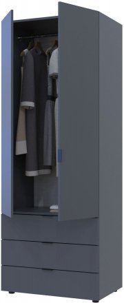 Шафа розпашна для одягу Doros Гелар 77,5х49,5х203,4 см Графіт (DRS-011107)