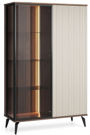 Вітрина висока з підсвіткою Вічі / Vici WT103 2-дверна Горіх/кашемір Perfect Home Польща (PFH-091278) Вітрина висока з підсвіткою Вічі / Vici WT103 2-дверна Горіх/кашемір Perfect Home Польща (PFH-091278)