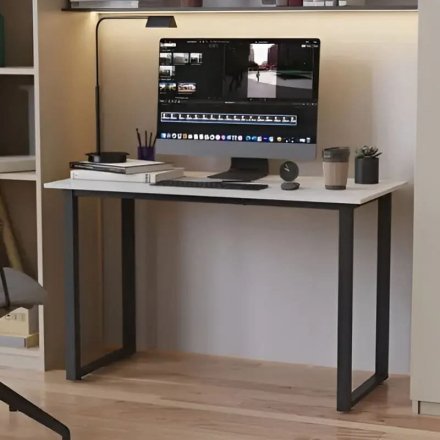 Стіл письмовий Кнап 2 Ferrum-decor 750x1200x700 Чорний метал ДСП Білий 16 мм (FRD-106418) Стіл письмовий Кнап 2 Ferrum-decor 750x1200x700 Чорний метал ДСП Білий 16 мм (FRD-106418)