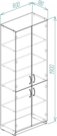 Шафа Анжело Ferrum-decor 5 полиць 4 двері 1900x800x380 ДСП Біле 16 мм (FRD-105055)